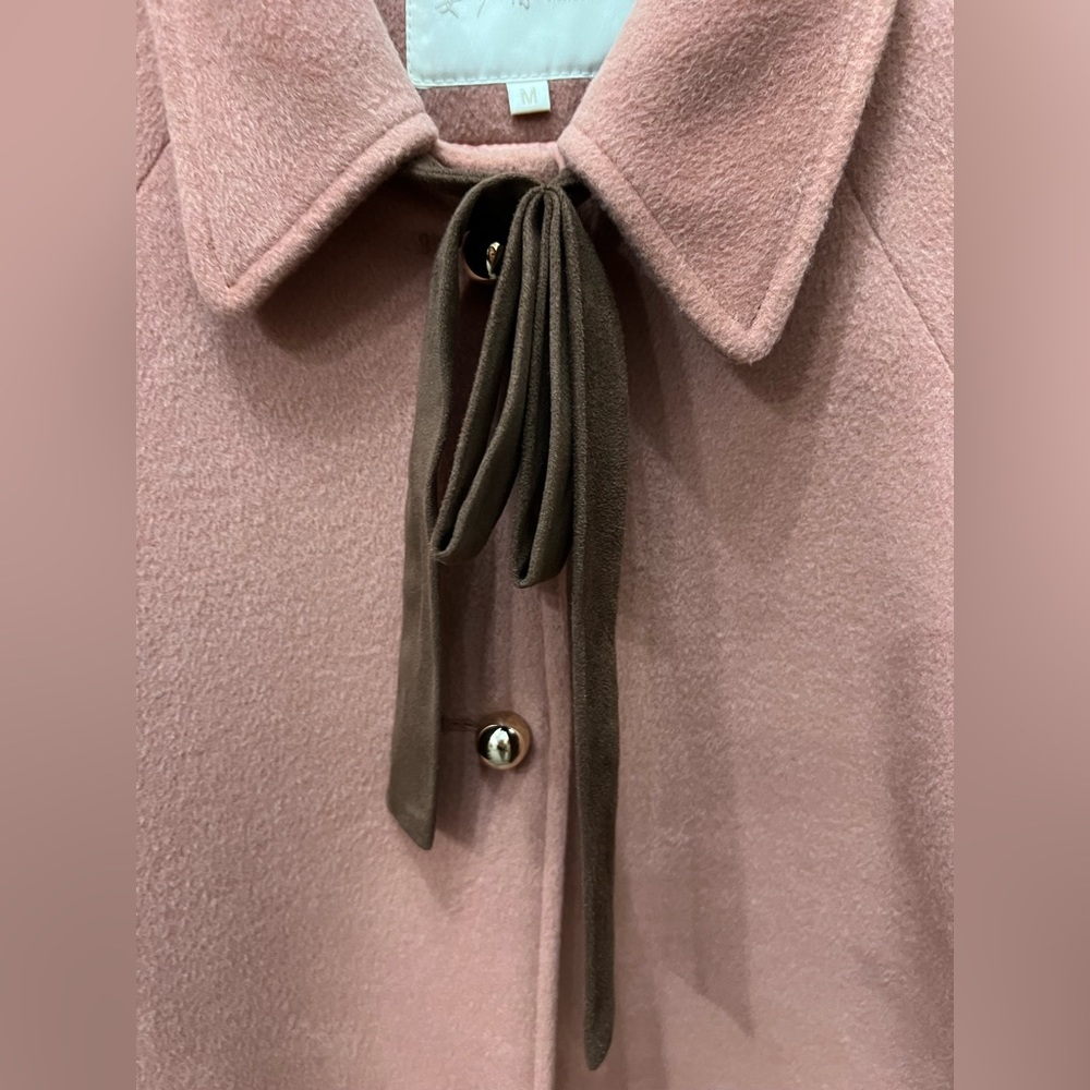 Peach Wool Button Front Closure Coat - image 2